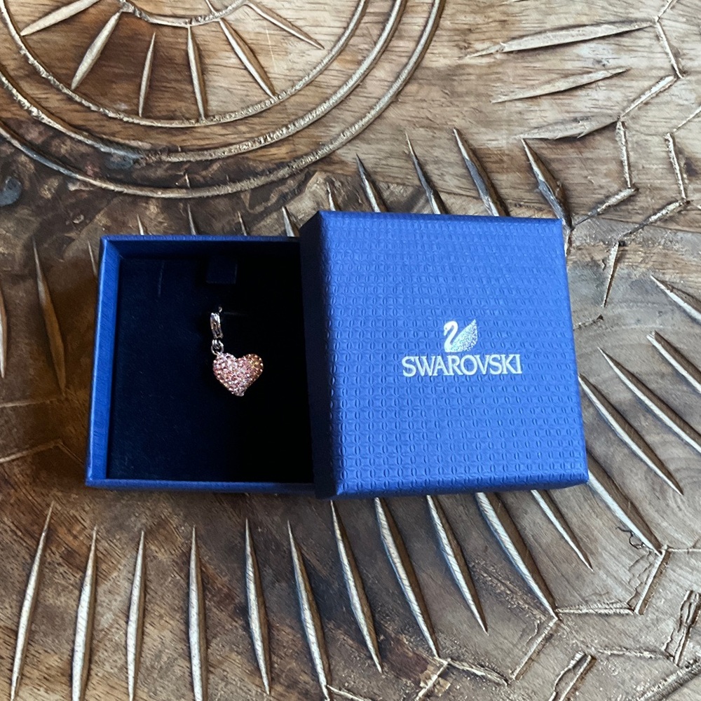 Swarovski Rose Pink Crystal Heart Charm